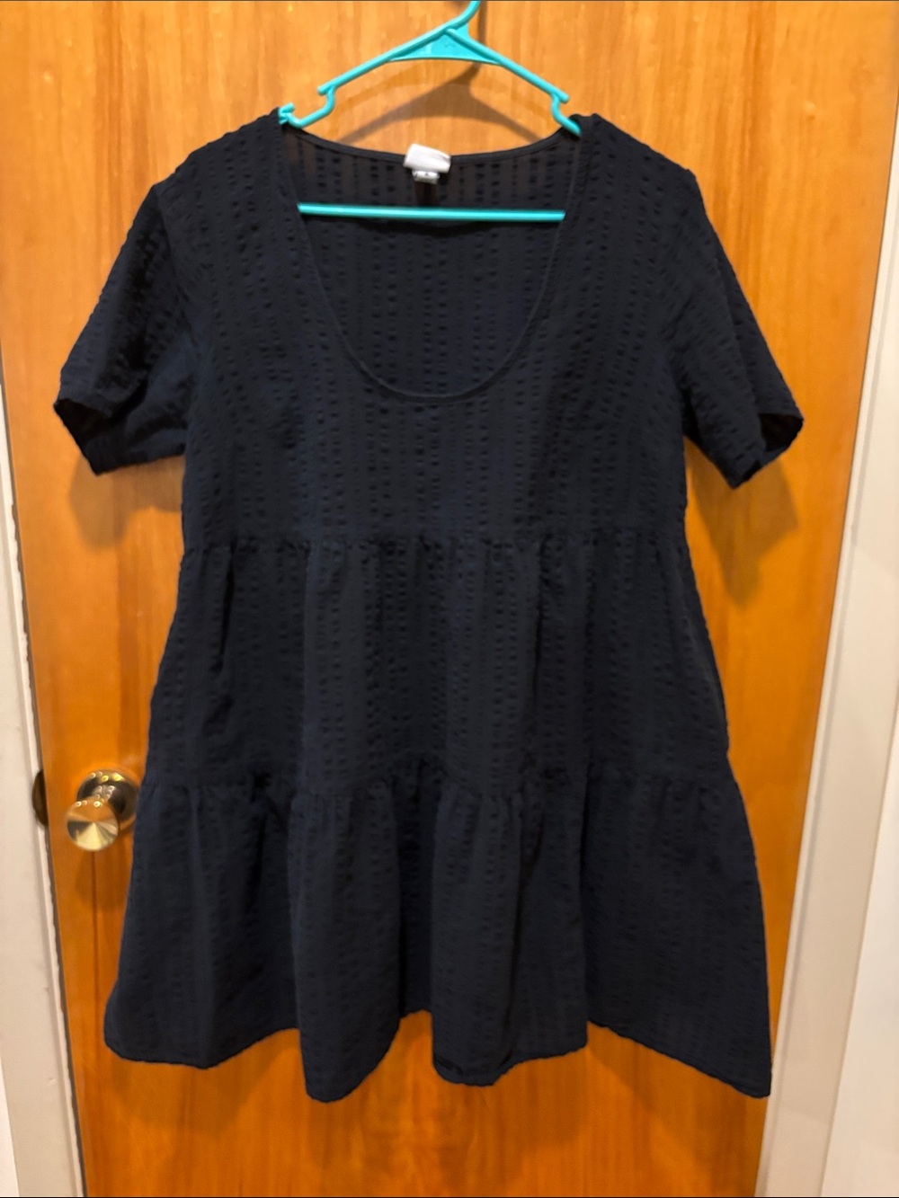 a new day Black Textured Scoop Neck Mini Dress